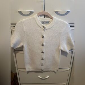 Zara Cream Button-Up Cardigan